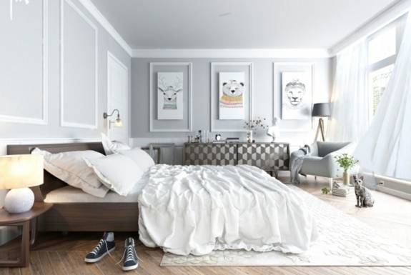 Chambre à coucher moderne dans des couleurs pastel