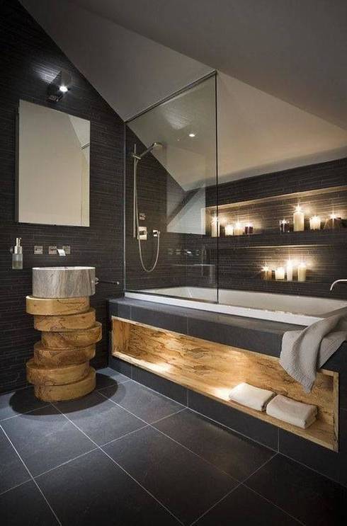 salle de bain noire très moderne meuble en bois 25 idées chics de salle de bain noire pour un décor esthétique